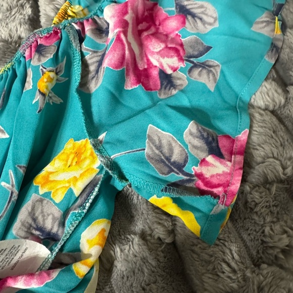 Peach Love California Floral Off-Shoulder Top - Teal and Pink Size S, M NWOT - Picture 16 of 16